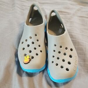 Kids Gray and Blue Crocs
